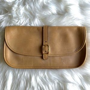 Trafalgar Tan Leather Clutch Bag with Buckle Detail